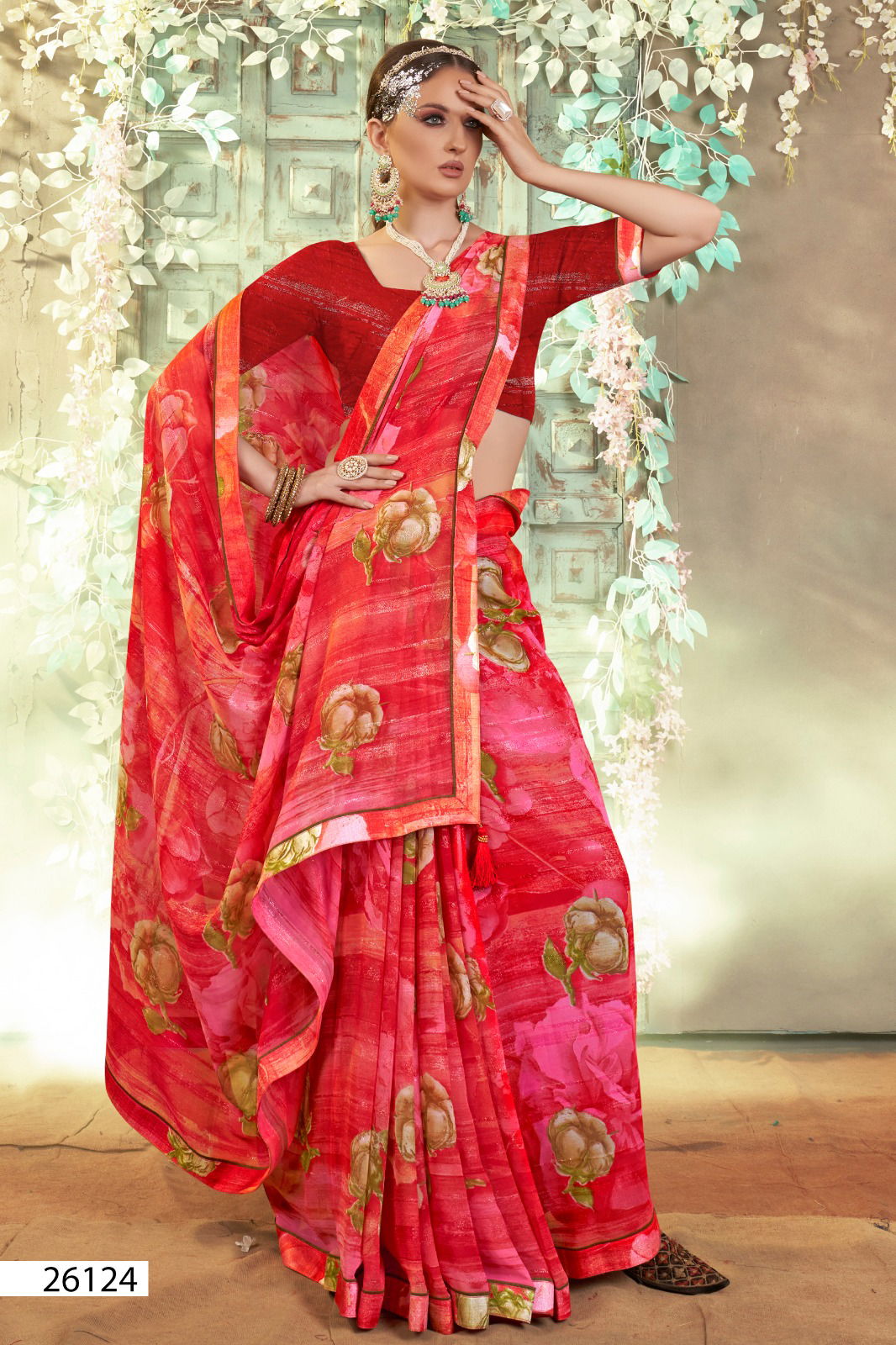 Priyanshi By Vallabhi Readymade Blouse Georgette Sarees Wholesale Online
